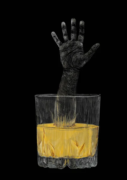 Afogamento em um copo de água — Fotografia de Stock