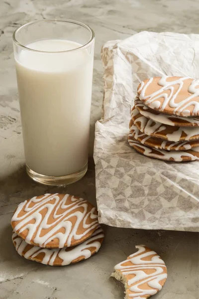 glazed cookies and a glass of milk