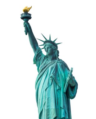 Mavi arka planda Özgürlük Anıtı Ulusal Anıtı. New York, ABD.