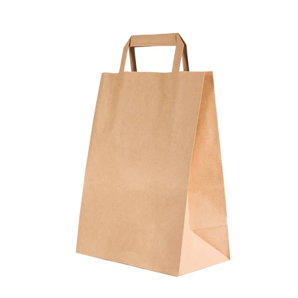Recycled Paper Shopping Bag White Background — Stock Photo, Image