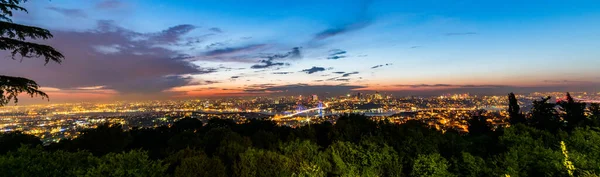 Ponte Bósforo Istambul Pôr Sol Ponte Dos Mártires Julho Vista — Fotografia de Stock