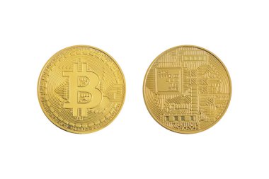 Bitcoin beyaz arkaplanda izole edildi.