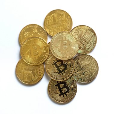 Bitcoin beyaz arkaplanda izole edildi.
