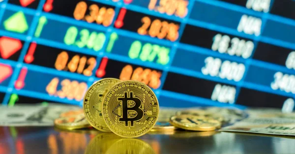 Bitcoin Φόντο Διάγραμμα Νέα Έννοια Εικονικού Κρυπτονομίσματος — Φωτογραφία Αρχείου