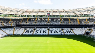 İSTANBUL, TURKEY - 26 Mayıs 2018: BESIKTAS VODAFON PARK STADIUM 'un iç görünümü. Stadyum, Beşiktaş JK Futbol Kulübü 'nün evidir. Beşiktaş JK, İstanbul 'da bir Türk futbol kulübüdür. Türkiye.