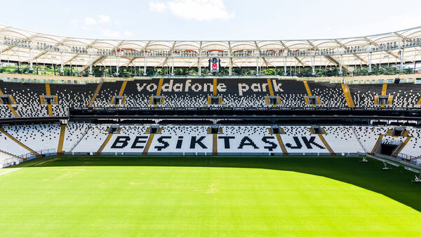 ISTANBUL, TURKEY - MAY 26, 2018: Interior view of BESIKTAS VODAFONE PARK STADIUM. The stadium is the home of Besiktas JK Football Club. Besiktas JK is Turkish football club in Istanbul. Turkey.