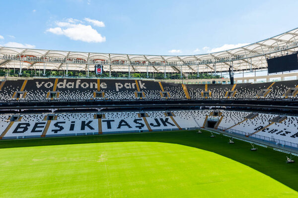 ISTANBUL, TURKEY - MAY 26, 2018: BESIKTAS VODAFONE PARK STADIUM. The stadium is the home of Besiktas JK Football Club. Besiktas JK is Turkish football club in Istanbul. Turkey.