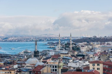 İSTANBUL, TURKEY - 12 Şubat 2017 İstanbul Boğazı 'nın panoramik manzarası. İstanbul, Türkiye.