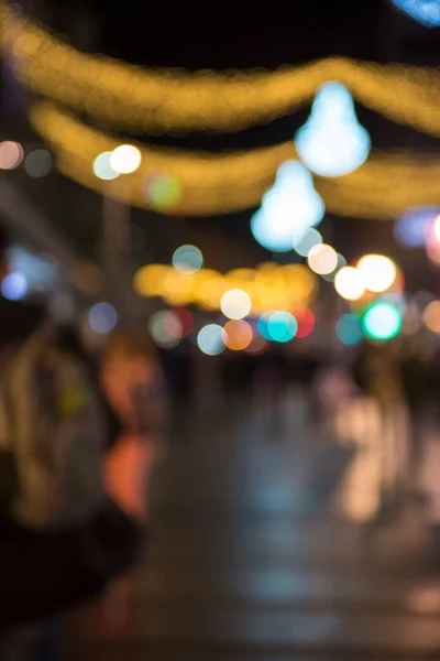 Julbelysning Med Suddig Bokeh Nattljus Gatan Bokeh Ljus Abstrakt Bakgrund — Stockfoto