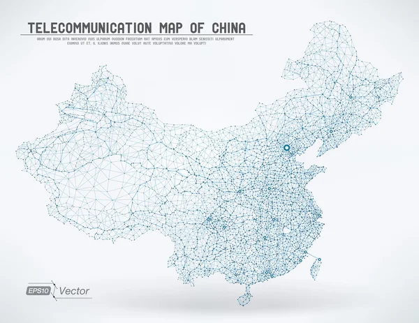 Mappa astratta della rete di telecomunicazioni - Cina — Vettoriale Stock