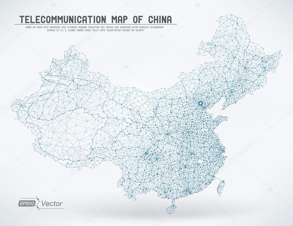 Abstract telecommunication network map - China