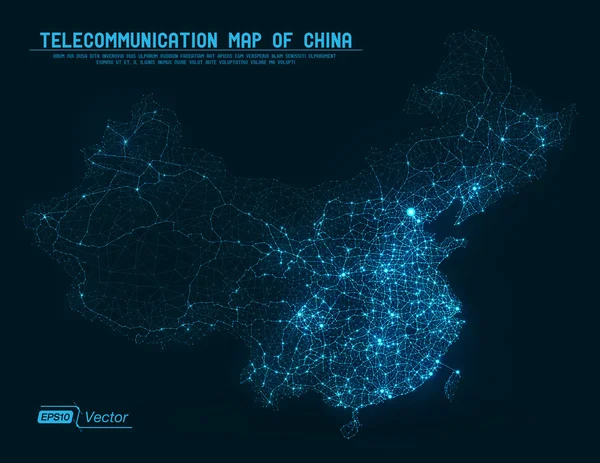 Mapa abstracto de la red de telecomunicaciones - China — Archivo Imágenes Vectoriales