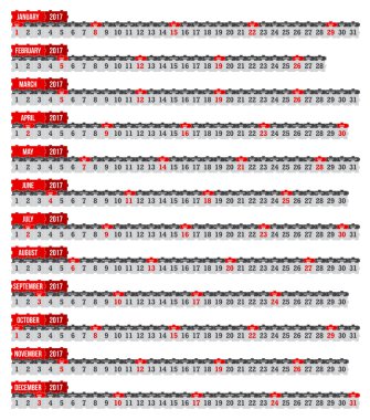 Vektör bulmaca takvim 2017