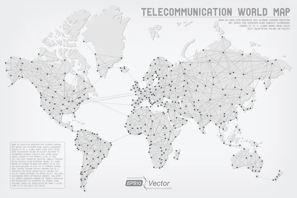 Mapa Mundial de Telecomunicações Abstratas —  Vetores de Stock