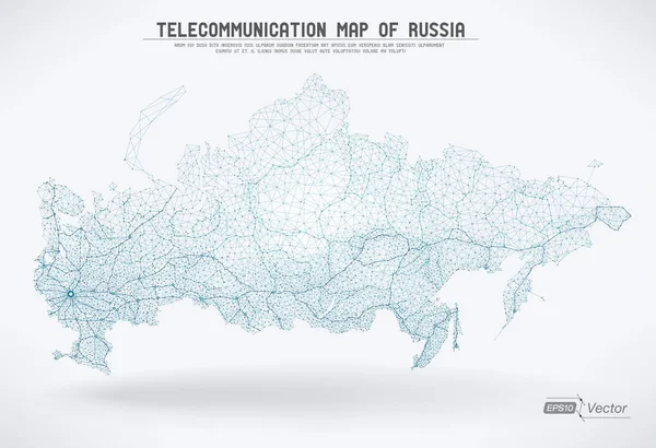 Mapa abstracto de la red de telecomunicaciones - Rusia — Archivo Imágenes Vectoriales