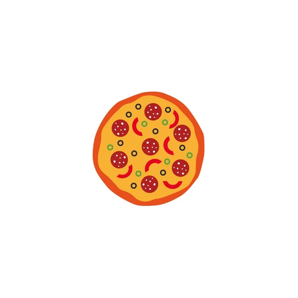 Vektorillustration Pizza Isolera Vit Bakgrund Konst Logotypdesign — Stock vektor