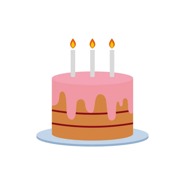 生日蛋糕矢量插图在白色背景蜡烛 艺术标志设计 图库插图