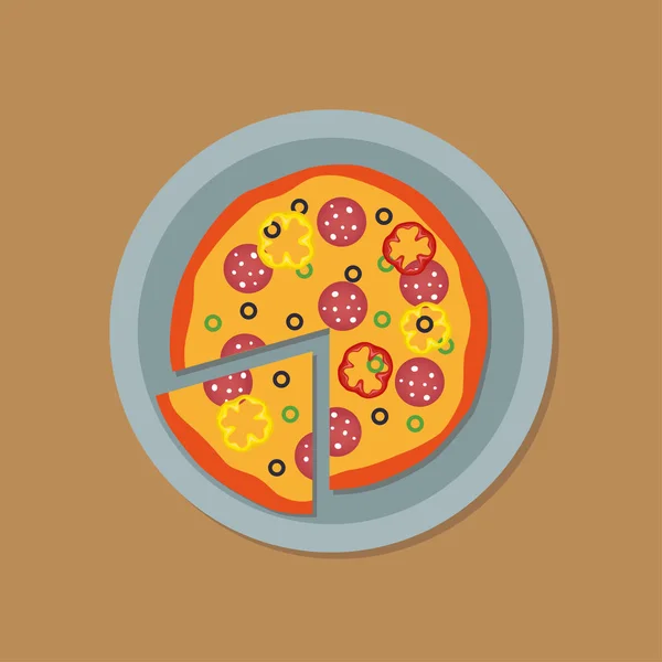 Vektor Ízletes Pizza Egy Tányérra Ábrán Látható Tervezési — Stock Vector