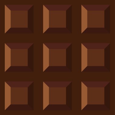Karanlık acı çikolata seamless modeli. Sütlü çikolata arka plan kareler. Şekerli tatlı duvar kağıdı. Vektör çizim