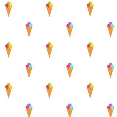 Dondurma koni Dikişsiz desen arka plan. Gerçekçi. Farklı renkte. Baskı ve web için.
