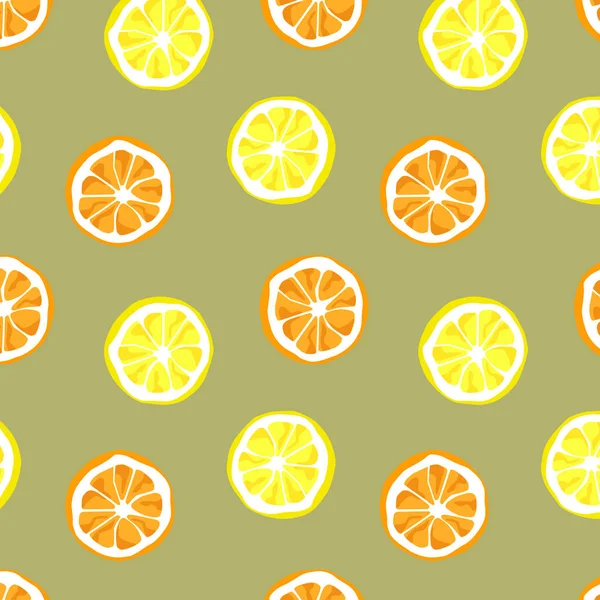 오렌지와 레몬 패턴 및 배경의 원활한 벡터 — 스톡 벡터