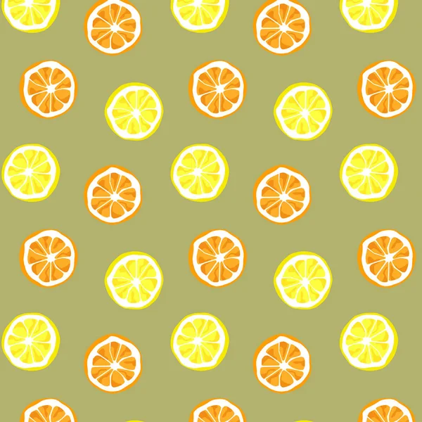 Nahtloser Vektor aus Orange und Zitrone Muster und Hintergrund. Zitrusvektorillustration — Stockvektor