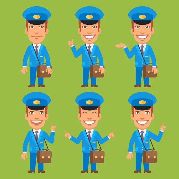 Postman Indicates and Shows — Stock Vector