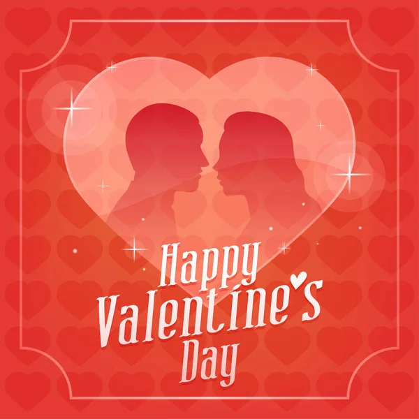Dia dos Namorados Jovem casal e coração — Vetor de Stock