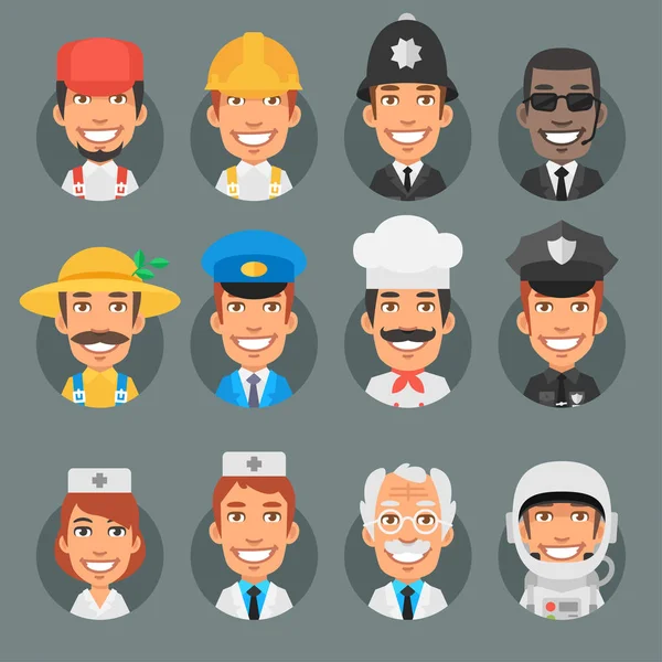 Personajes Personas diferentes profesiones en el círculo — Vector de stock