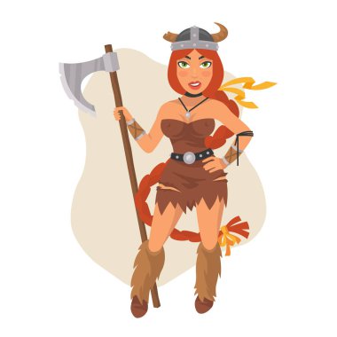 Viking kız tutar balta