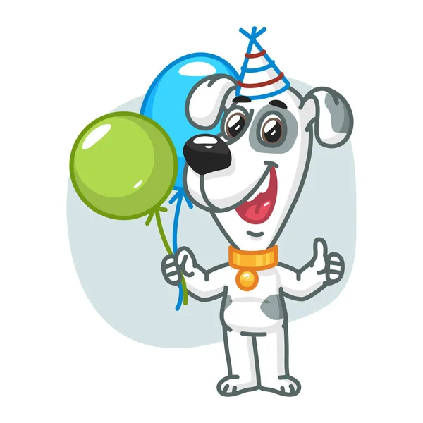 Pes drží balónky a usmívá se — Stockový vektor