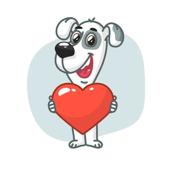 Corazón de perro sosteniendo y sonriendo — Archivo Imágenes Vectoriales