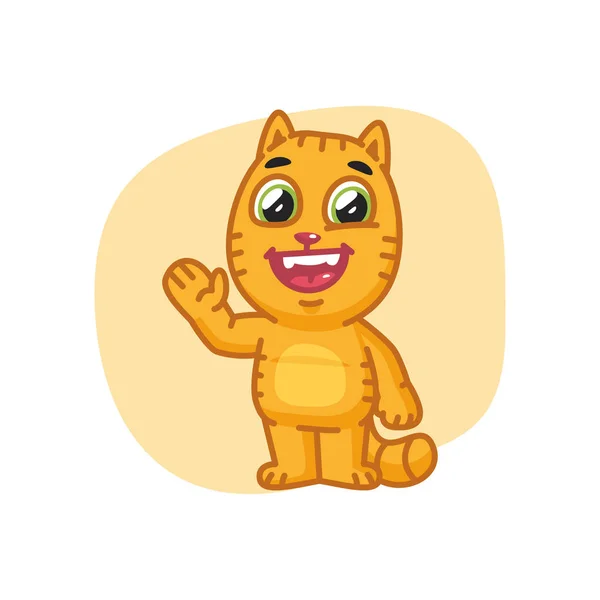 Gato pata ondeando y sonriendo — Vector de stock