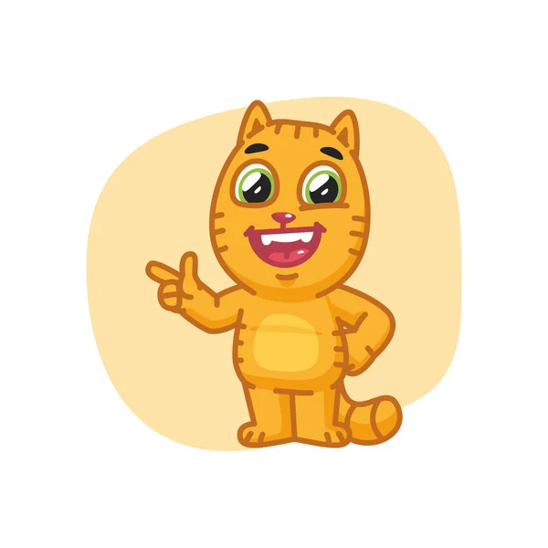 Cat Points Finger and Laughing — Stock Vector