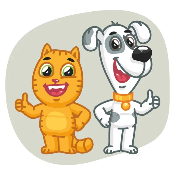 Cat and Dog Show Tumbs Up — стоковый вектор