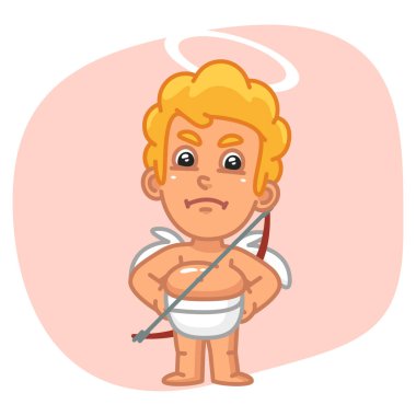 Aşk tanrısı memnun ellerini bel üzerinde tutar.