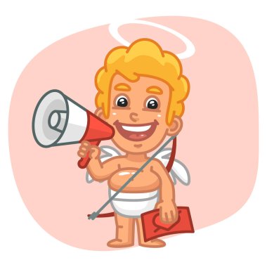 Aşk tanrısı konuşuyor megafon ve Holding Sevgililer kartı