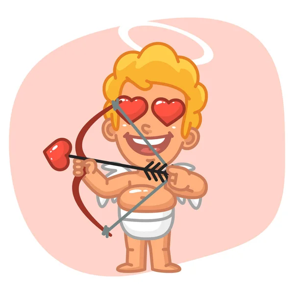 Cupido con ojos cariñosos Tiro con arco — Archivo Imágenes Vectoriales