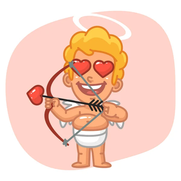 Cupid with Loving Eyes Archery — Stock Vector