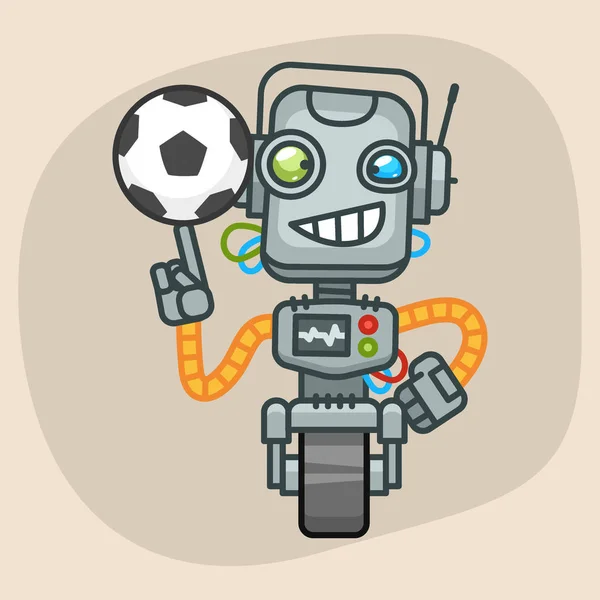 Robot tient ballon de football — Image vectorielle