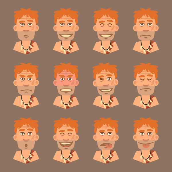 Conjunto de emociones Neanderthal — Vector de stock