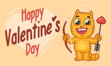 Sevgililer günü kedi tutan yay ve ok