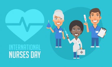 International Nurses Day Group People Holding Different Objects clipart