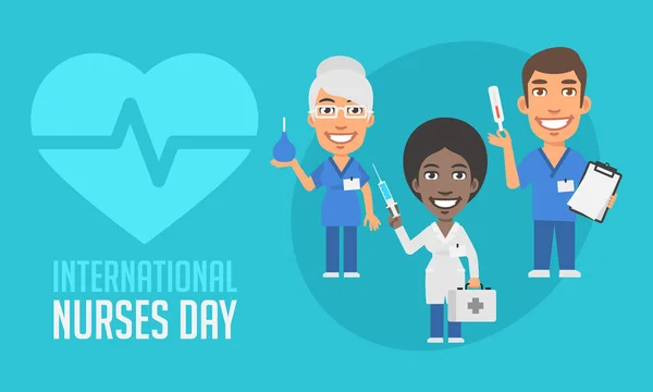 International Nurses Day Group Pessoas segurando objetos diferentes —  Vetores de Stock