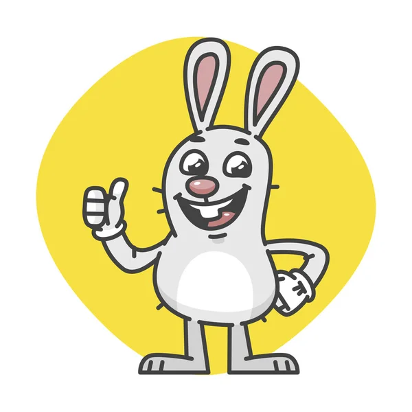 Rabbit Smiling Showing Thumbs Up — Stock Vector