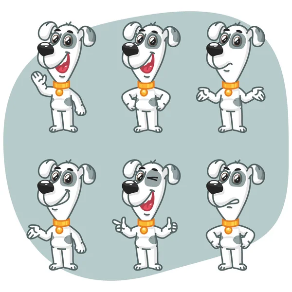 Set Characters Dog Shows and Indicates — Stock Vector