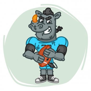 Gergedan futbolcu kızgın topu tutuyor