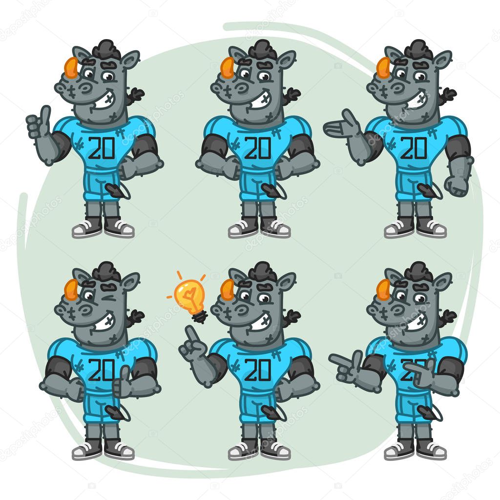 Character Set Rhino Football Player Shows and Points