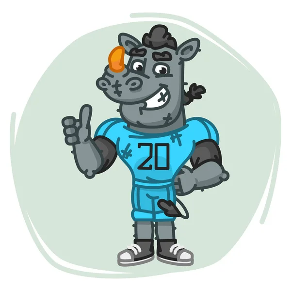 Rhino Football Player Shows Thumbs Up — Stock Vector