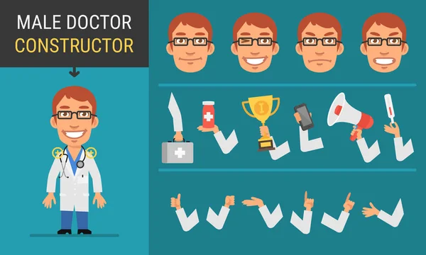 Carácter constructor médico masculino — Vector de stock